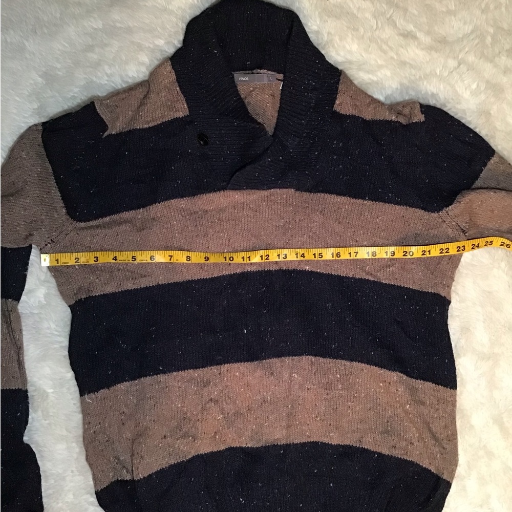 Vince men’s stripe shawl collar wool sweater size large - Picture 10 of 11